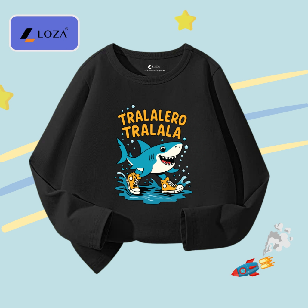 Áo thun dài tay bé trai in Brainrot Cappuccino,Tralalero Tralala - Áo thu đông trẻ em Loza Kids KT004_thumbnail_6