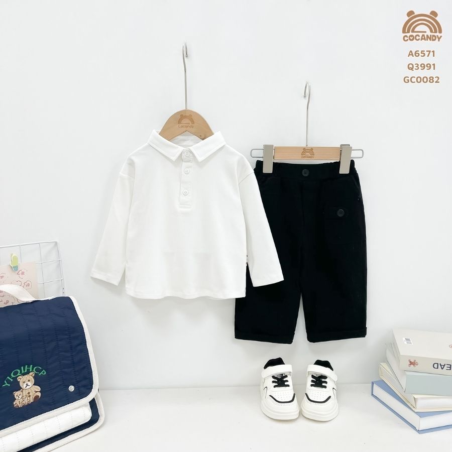 Áo dài sơ mi thun TRẮNG có cổ