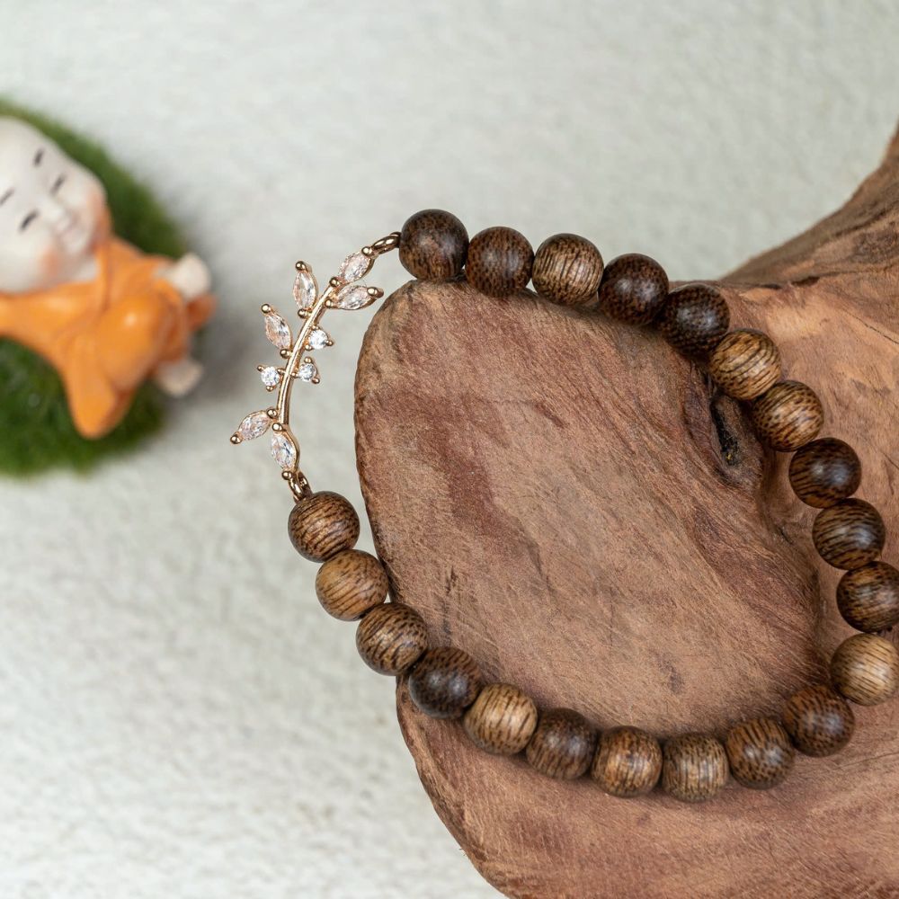 PT157 - Vòng trầm kim diệp lá non (hợp kim xi vàng)