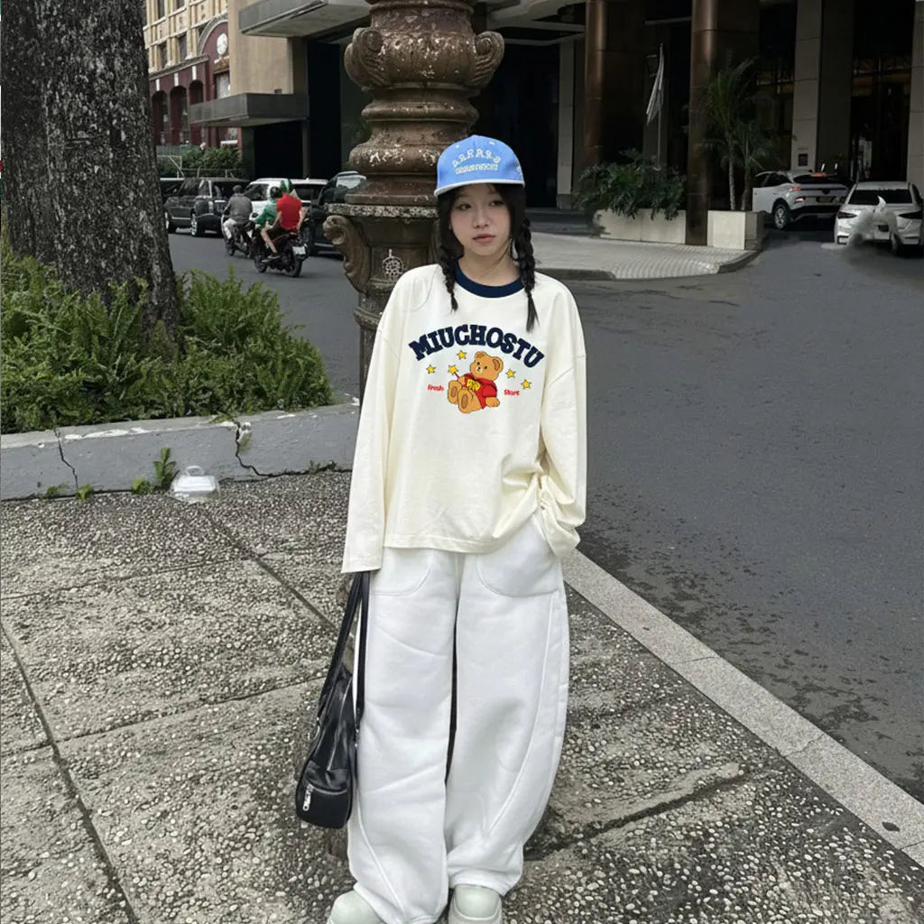 Áo thun Tết Bính Ngọ boxy tay dài phối cổ Gấu Teddy dễ thương Miucho vải thoáng mát 3012_thumbnail_5