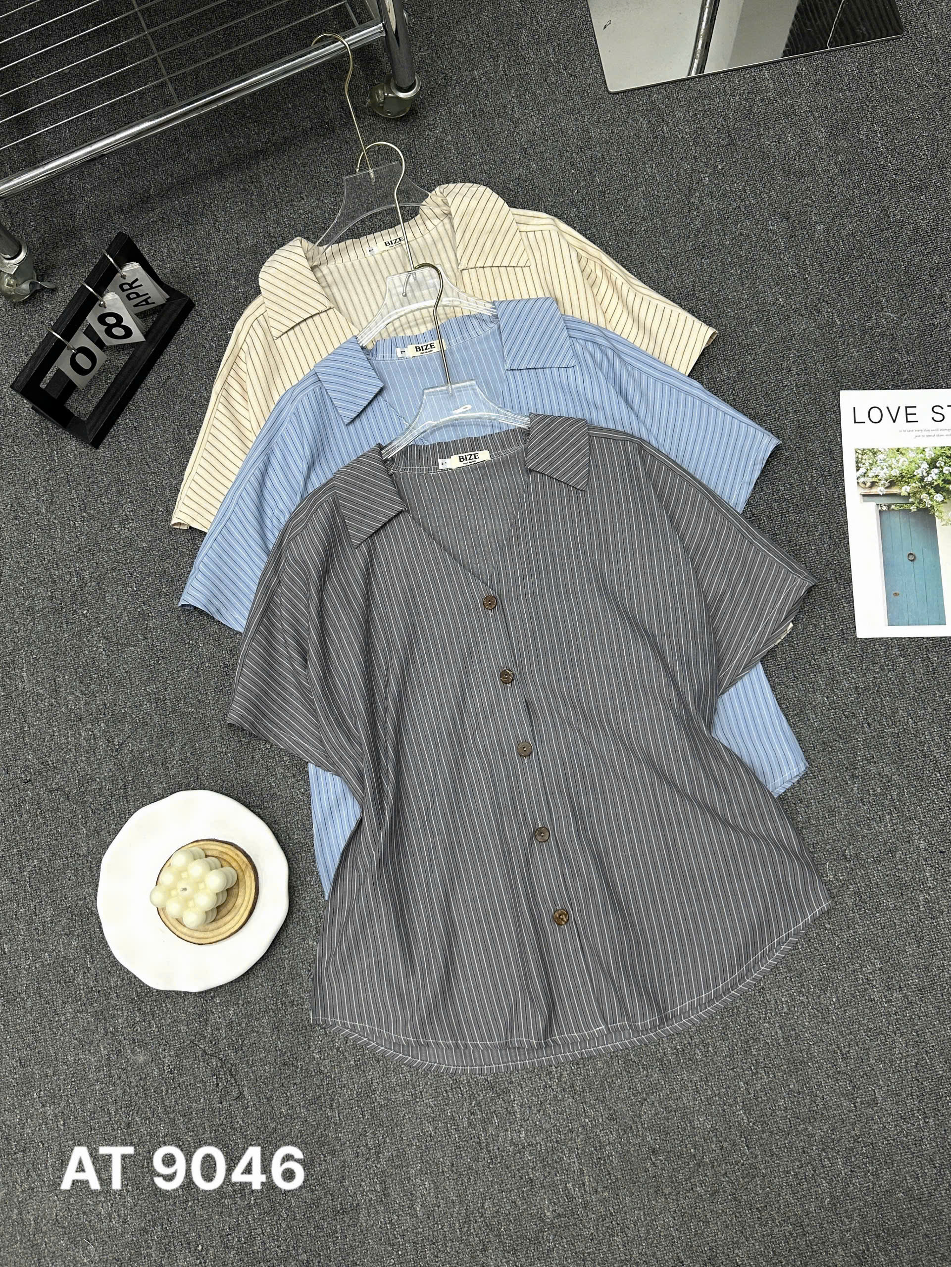 Áo sơ mi form rộng cổ chữ V bigsize AT9046 dành cho nàng béo mập từ 55-90kg