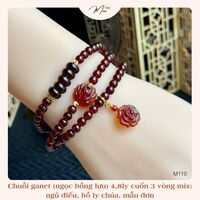 PT219 - Chuỗi quấn ngọc garnet mix charm