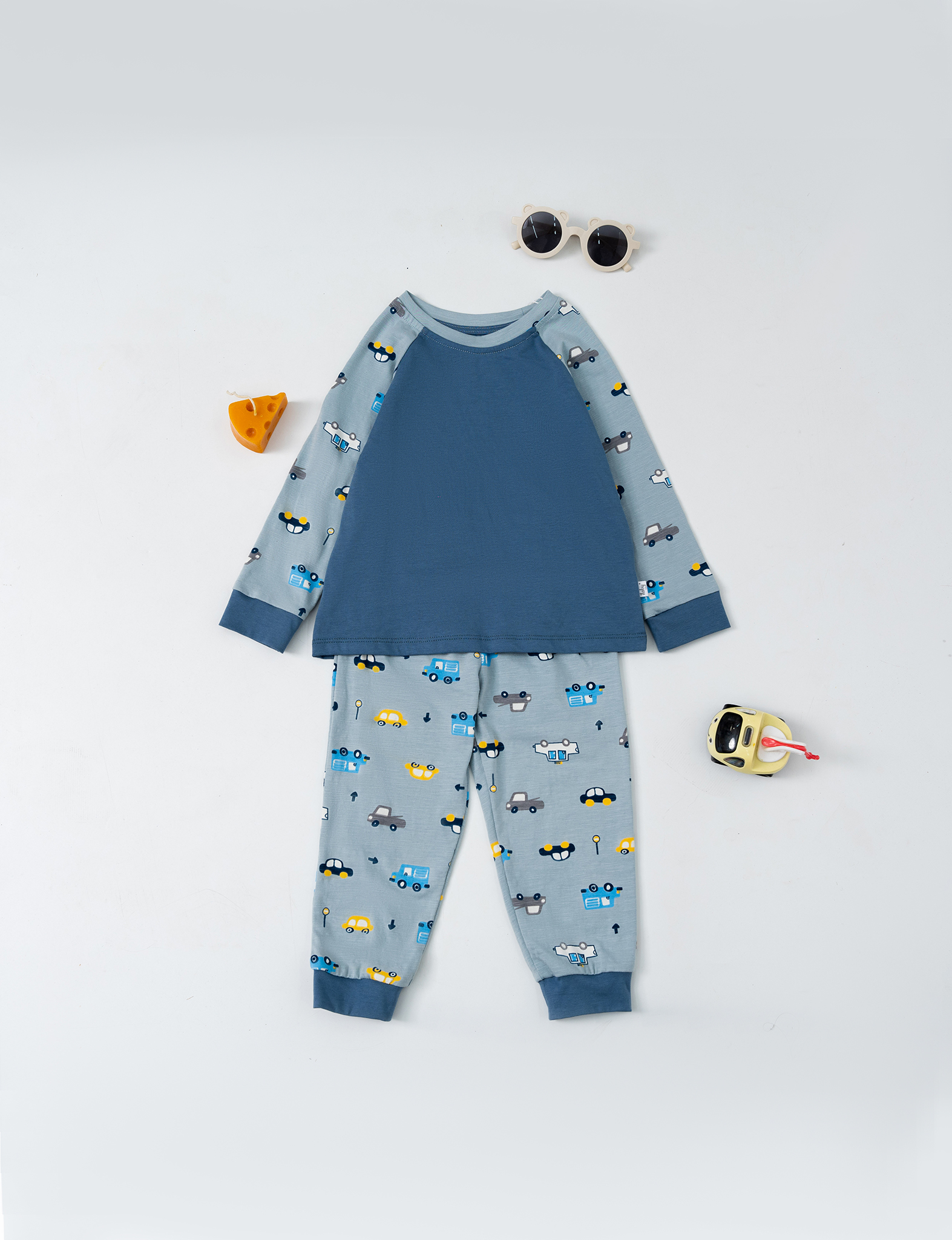 Bộ mặc nhà họa tiết phối thân trơn_thumbnail_0