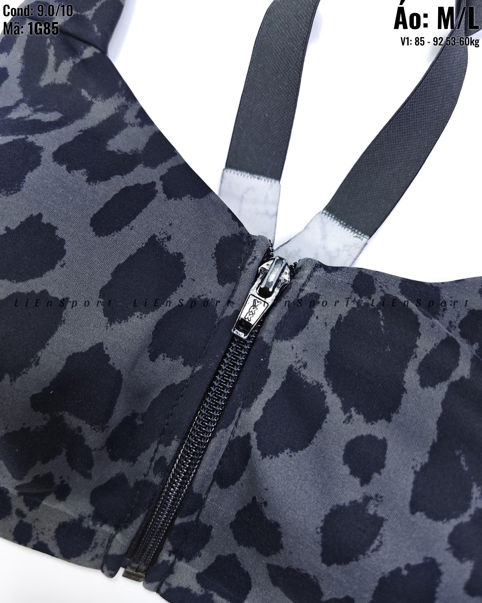 Victoria's Secret VSX Áo bra thể thao Nữ Size M L Xám đen họa tiết da báo Auth 2nd Dây vai bản lớn Khóa kéo trước Co giãn 4 chiều Thấm hút mồ hôi Nâng đỡ tốt Phù hợp gym yoga chạy bộ Mã:1G85_thumbnail_2