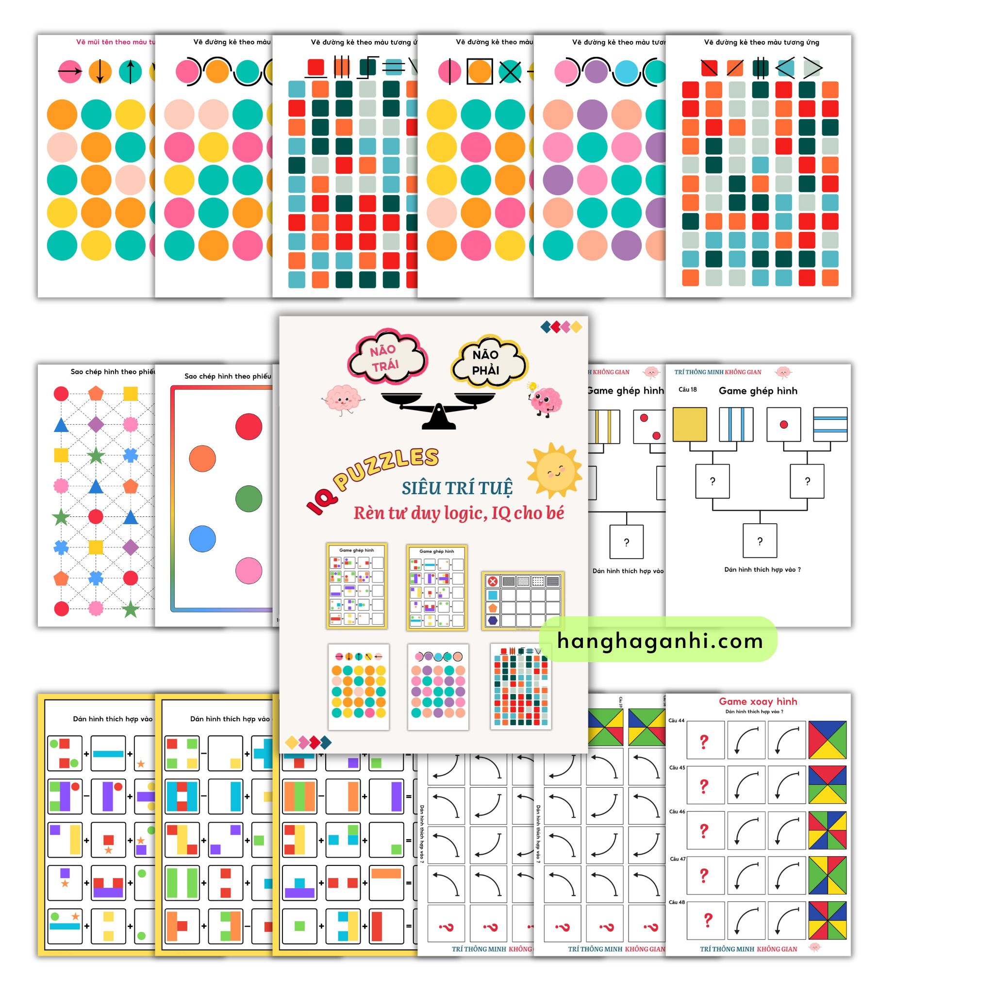 Học liệu IQ Puzzles Siêu trí tuệ, ép plastic, tặng kèm bút viết xóa_thumbnail_1