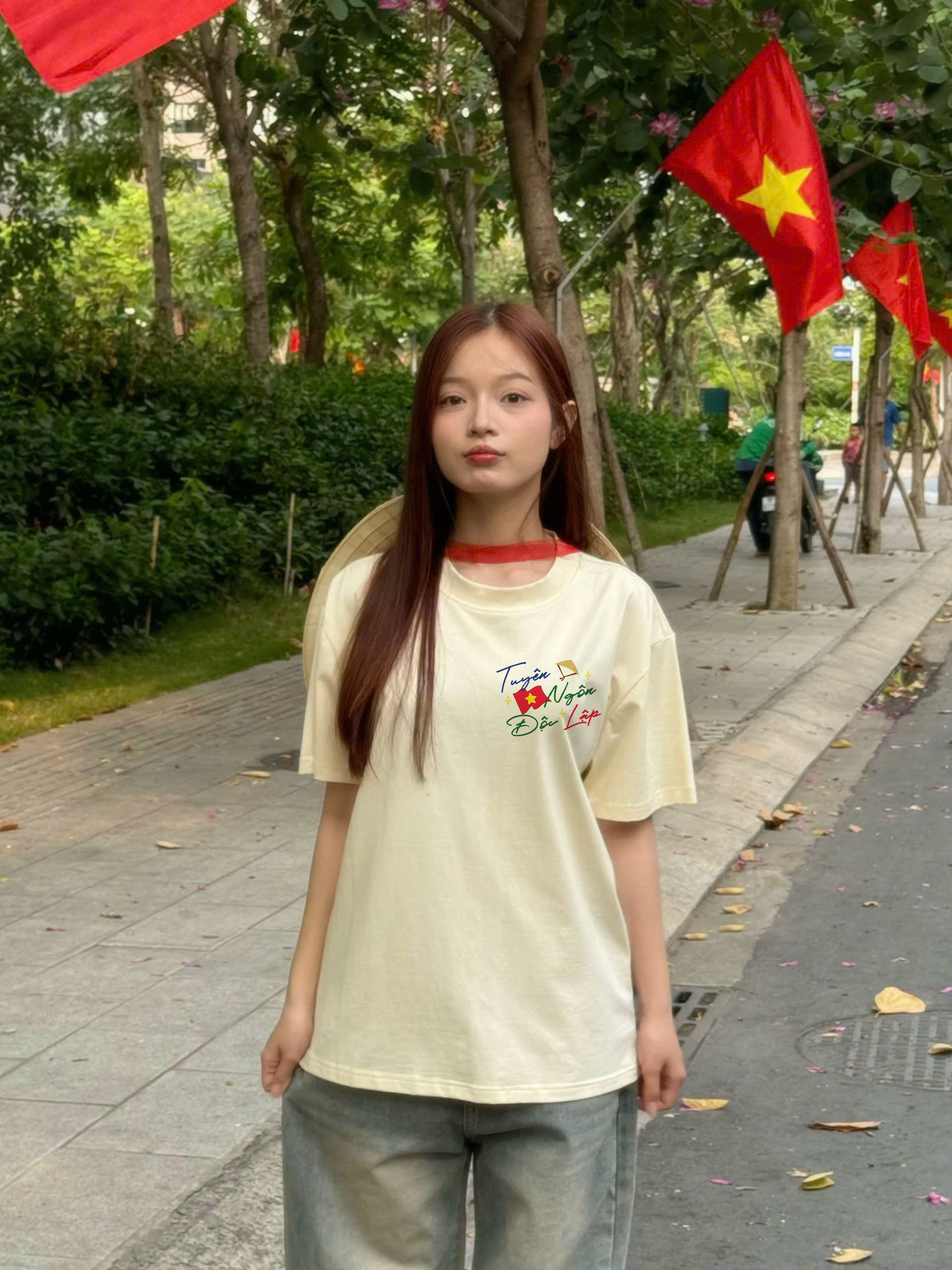 Áo thun Việt Nam form oversize ATD2445 Miucho vải cotton mềm mại thoáng mát cổ tròn in mix_thumbnail_2