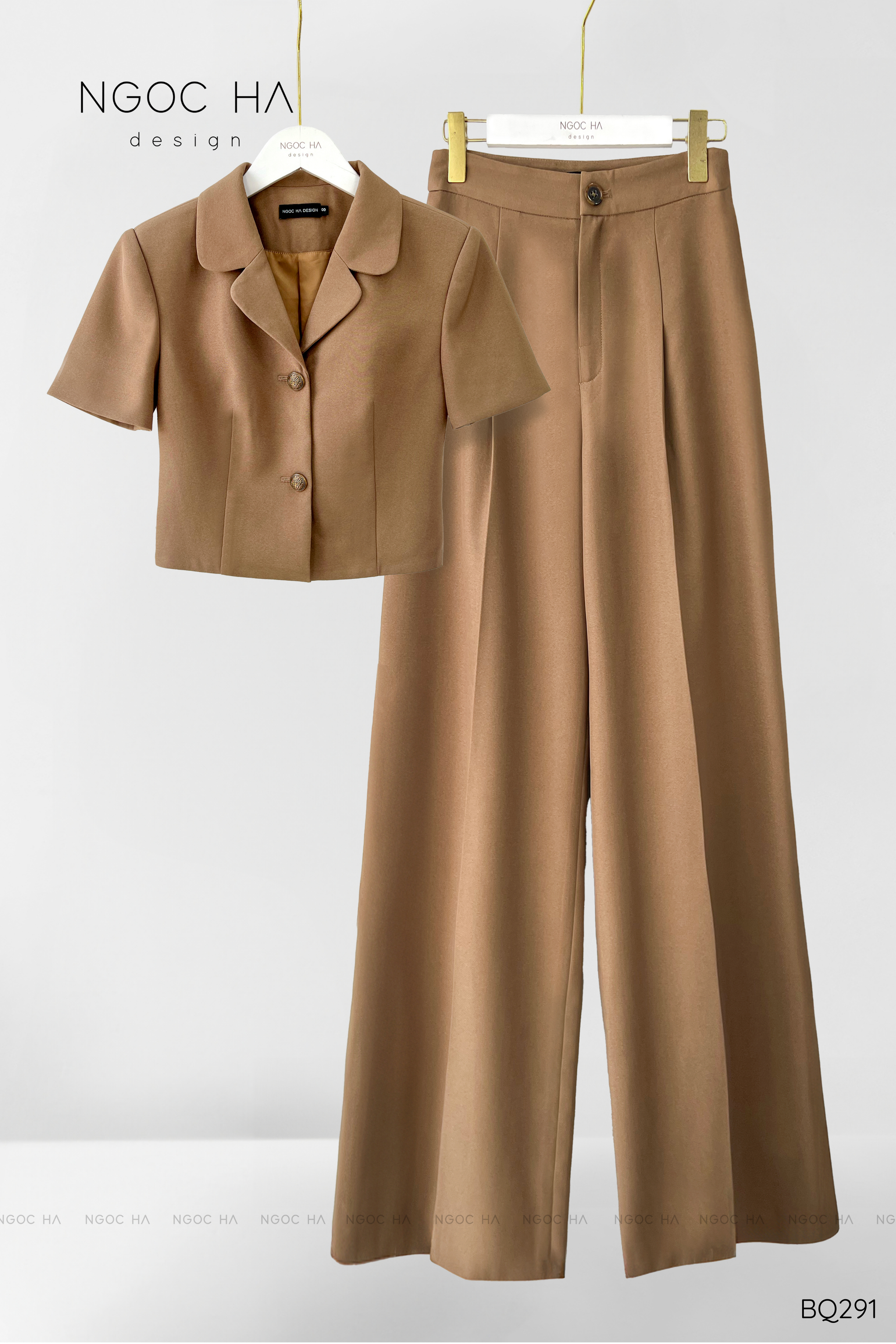 Patrick Set_Bộ Vest Croptop Tay Cộc Quần Suông Màu Nâu, Đen BQ291_thumbnail_5