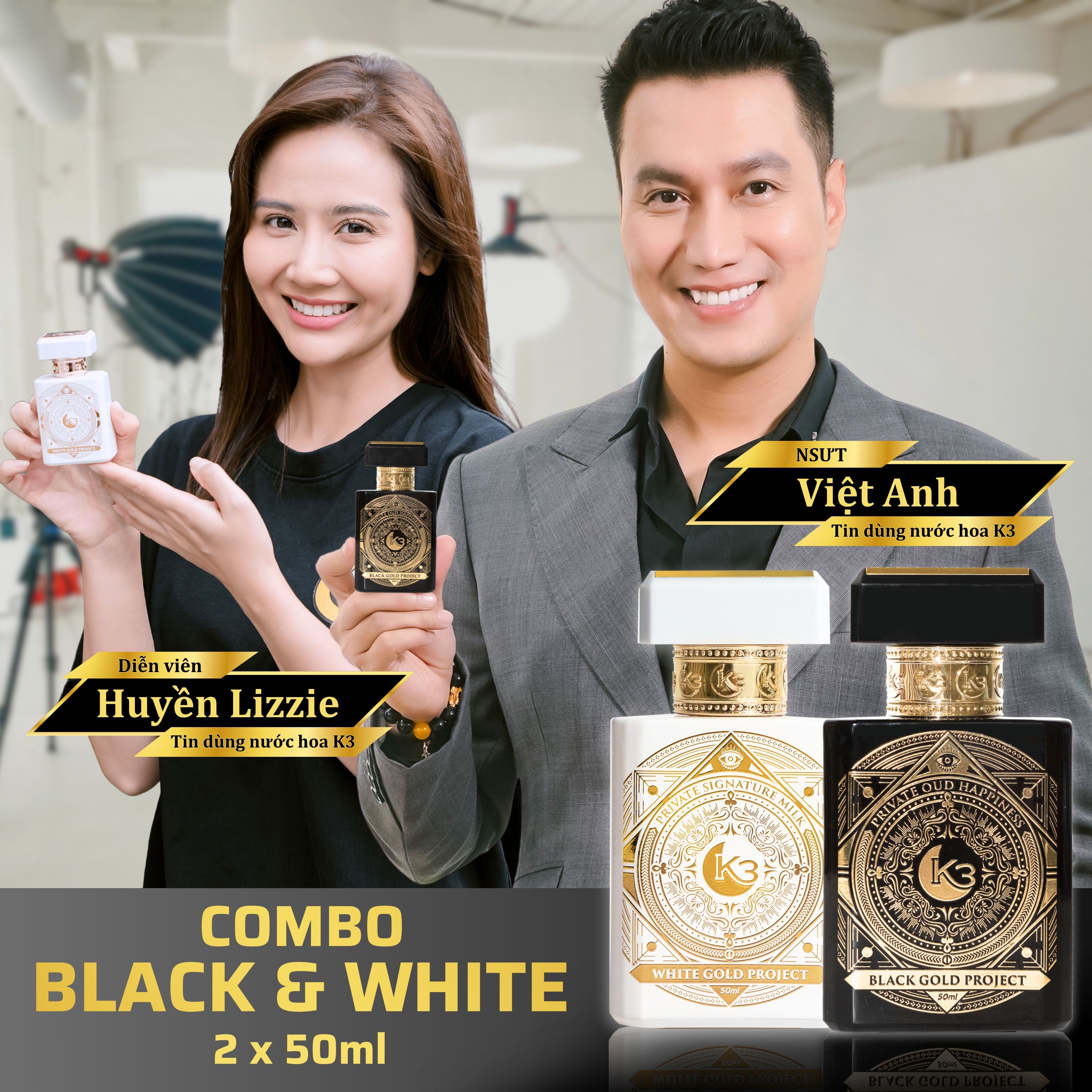 C104 - Combo 2 Chai Nam Nữ Black & White