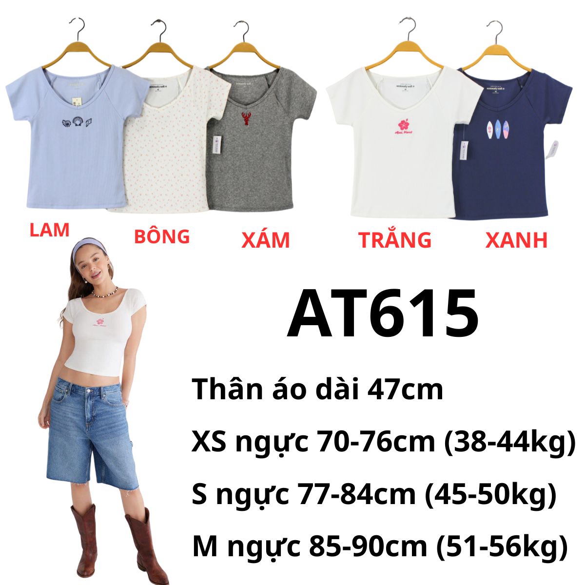 AT615 Áo thun crop