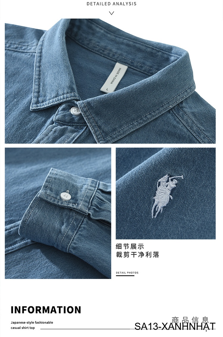 SA13 - Áo sơ mi nam dài tay phong cách Nhật, chất cotton mềm, form rộng thoải mái, 3 màu xanh nhạt/xanh đậm/đen_thumbnail_11