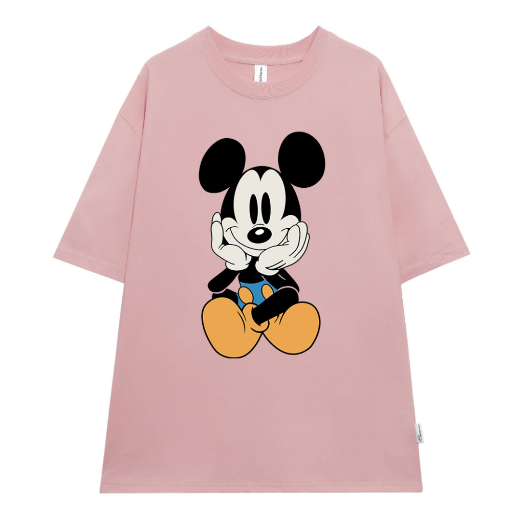 Áo thun unisex form rộng ATD71 Miucho chất vải cotton in hình chuột Mickey