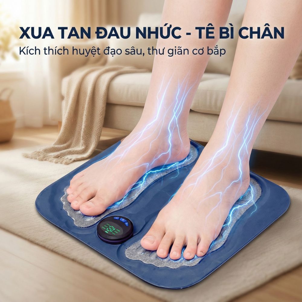 Thảm Massage Chân Xung Điện Kachi MK424 Pin Sạc - Giảm Đau Mỏi, Cải Thiện Tuần Hoàn Máu_thumbnail_2