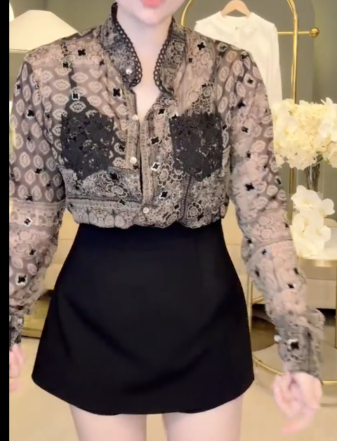 Sơ Mi Phối Túi Ren