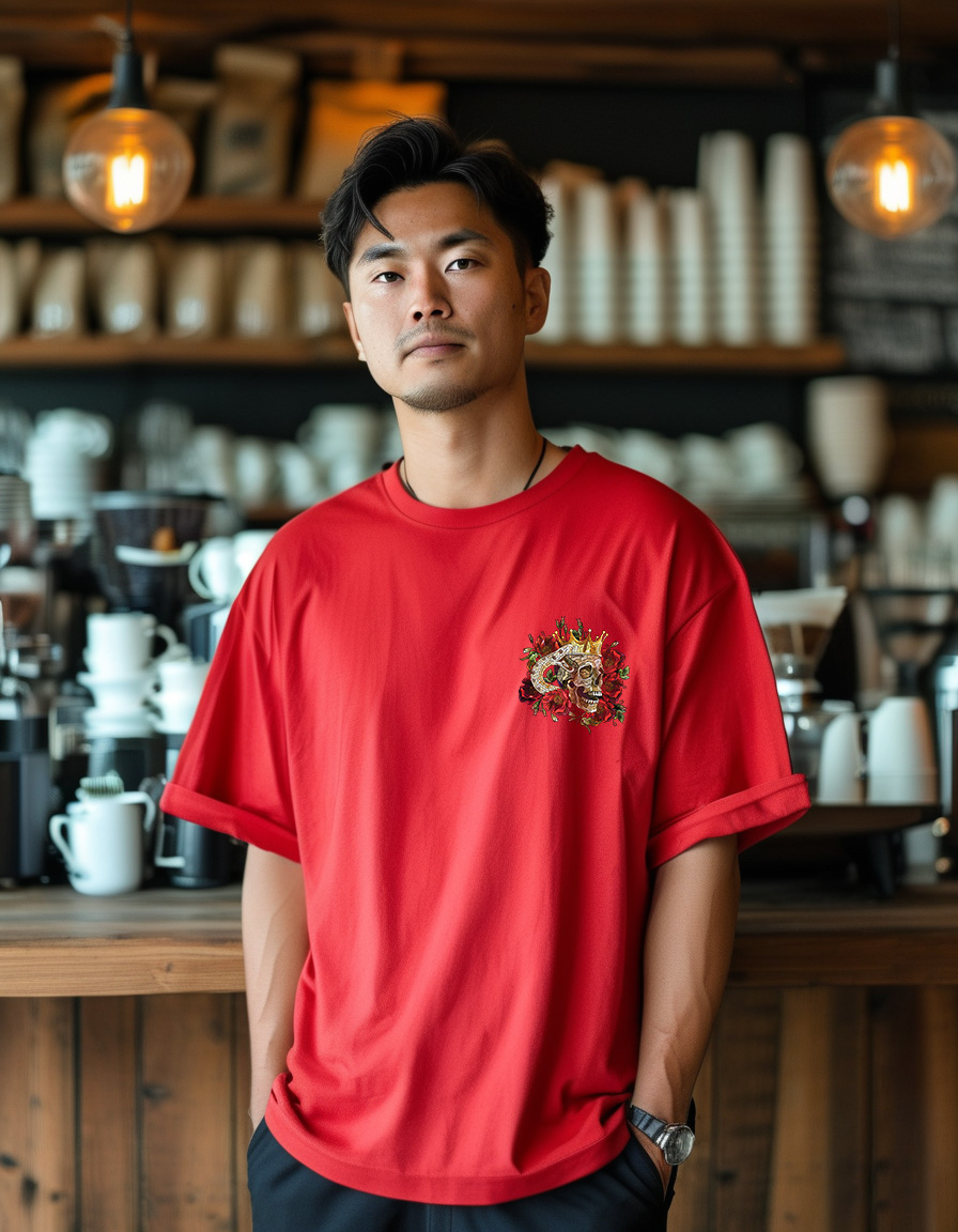 Áo phông tết form rộng cổ tròn vải cotton 4c co giãn thoáng mát 1823 Miucho Iconic in graphic_thumbnail_6