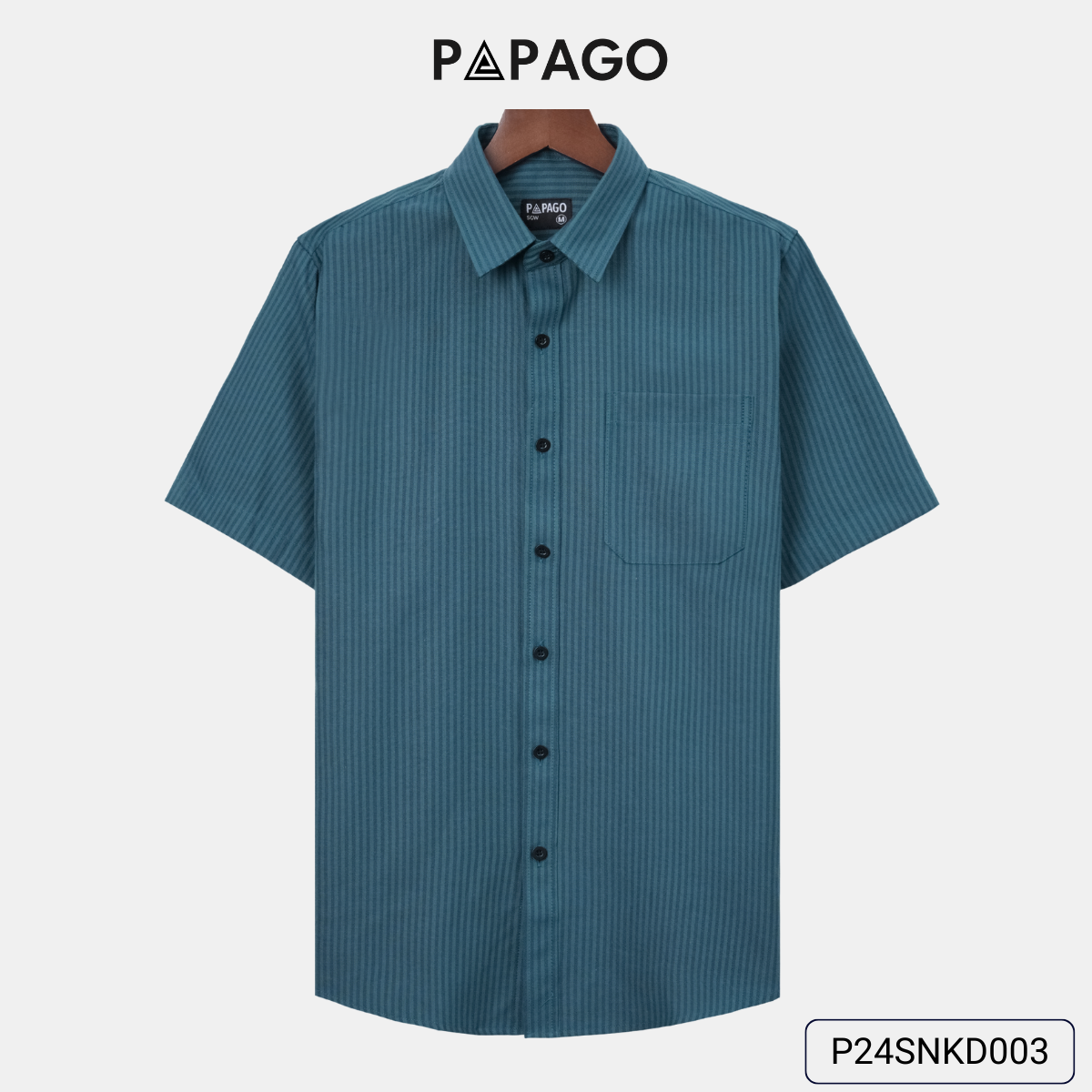 Áo sơ mi nam trung niên PAPAGO tay ngắn lai bầu kẻ sọc chất vải oxford - P24SNKD003_thumbnail_12