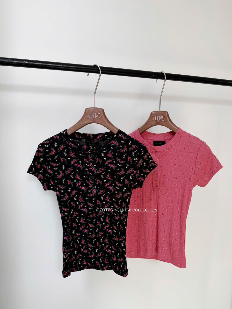 HA113 Áo thun hoa tay ngắn ( HỒNG )