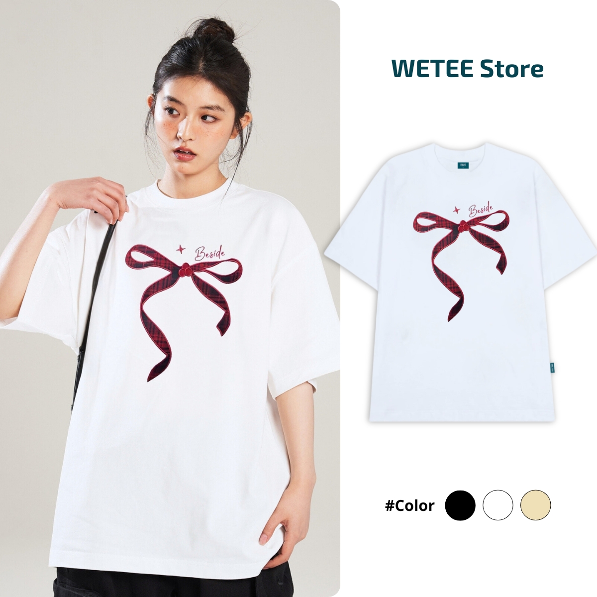 Áo thun nữ form rộng hình nơ local brand 𝐖𝐞 𝐓𝐞𝐞 - WU0931