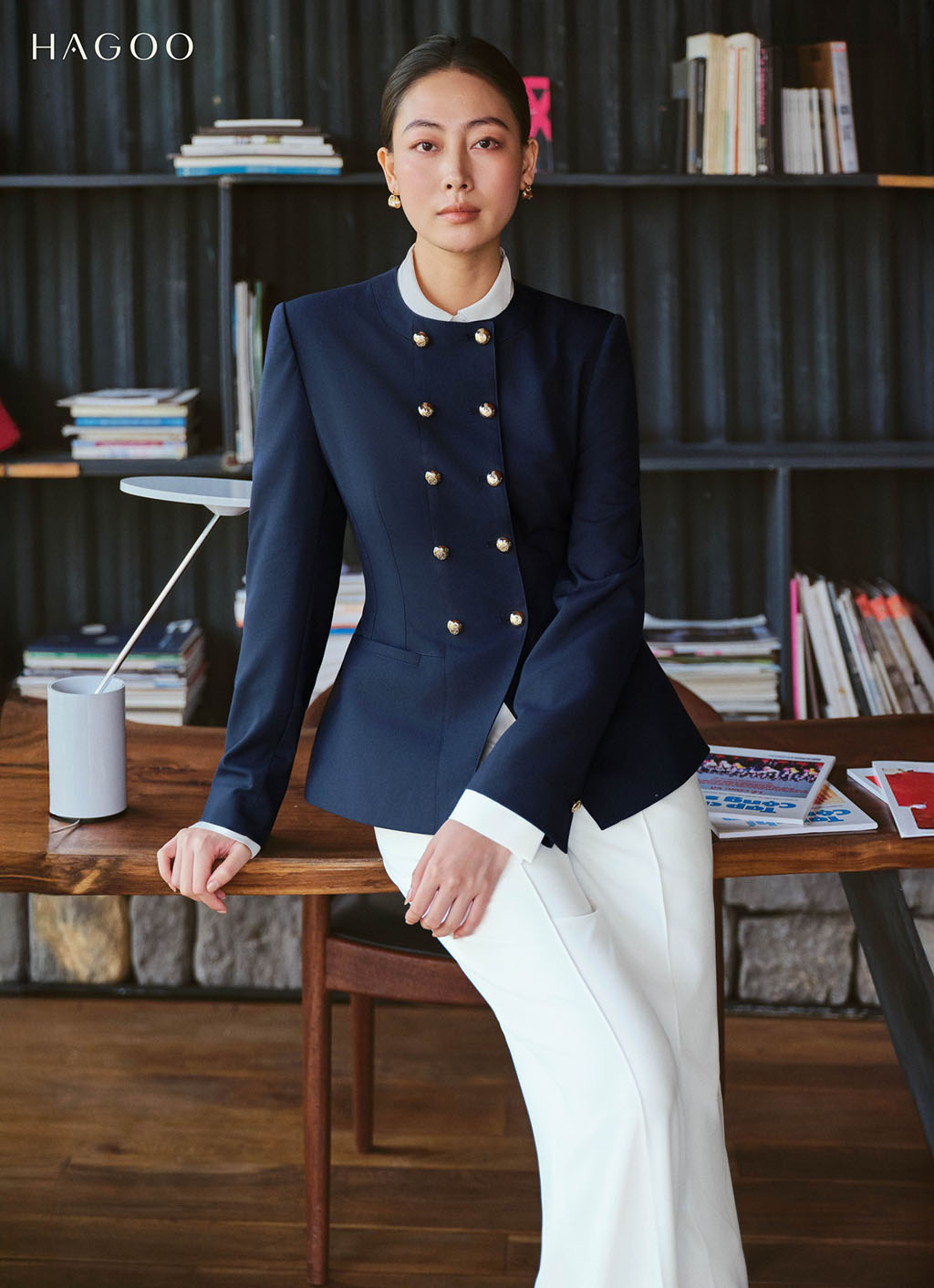 Blazer Aurora hai hàng khuy kim loại dáng ôm HAGOO Elite