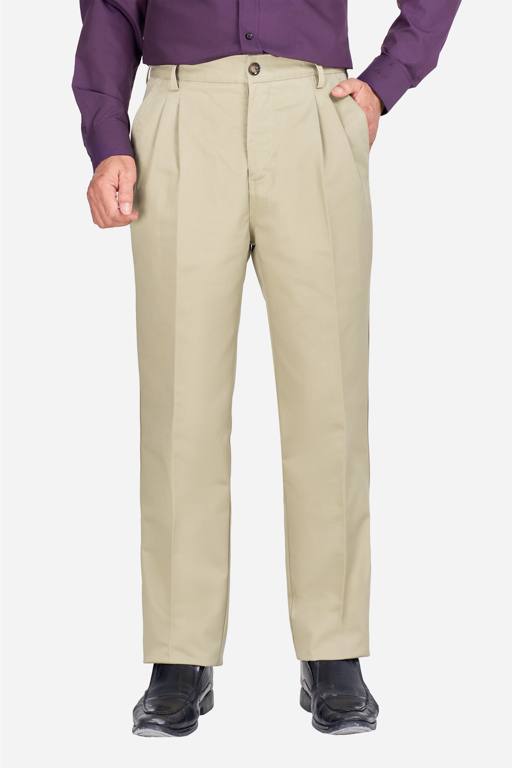 Quần Kaki Thô 2 Li Nam Trung Niên ANCHI Phom Suông Ống Rộng Màu Vàng Nhạt