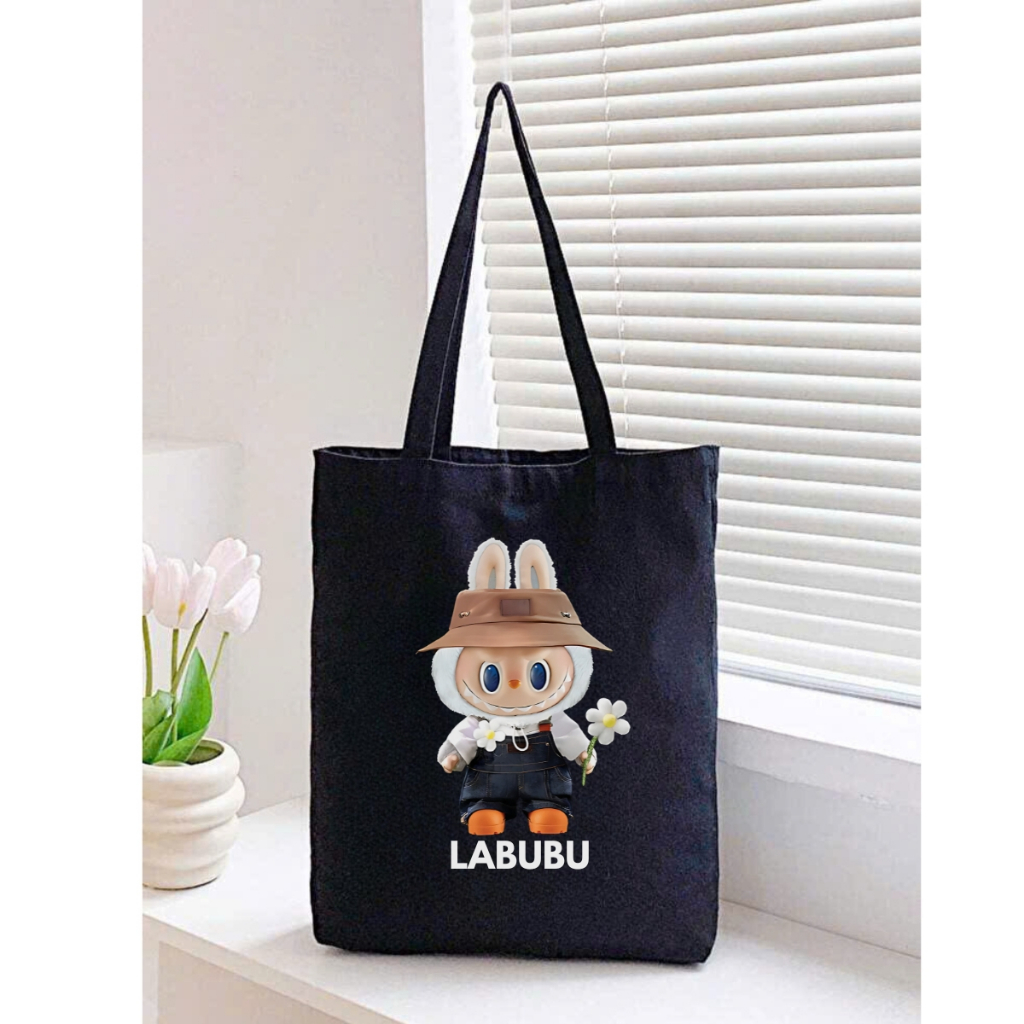 Túi tote Labubu vải canvas có túi phụ phong cách Hàn Quốc kích thước 33x37c đựng vừa A4 và laptop  - TOTE01_thumbnail_8