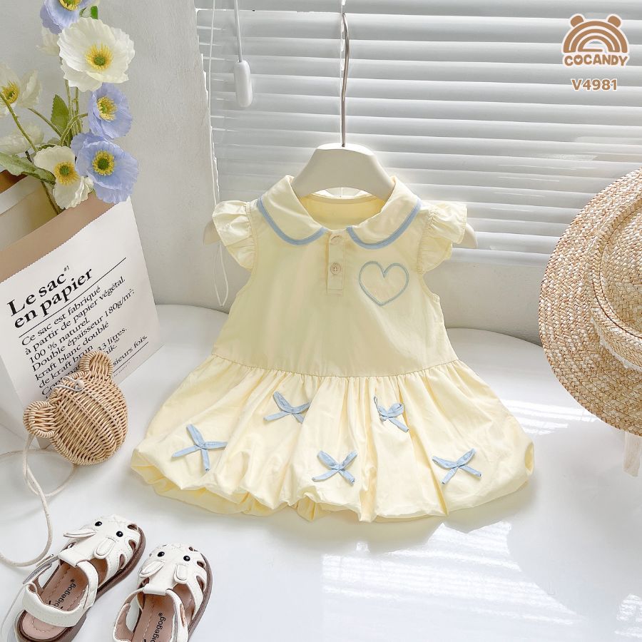 Váy cộc VÀNG quả bí phối nơ xanh_thumbnail_1