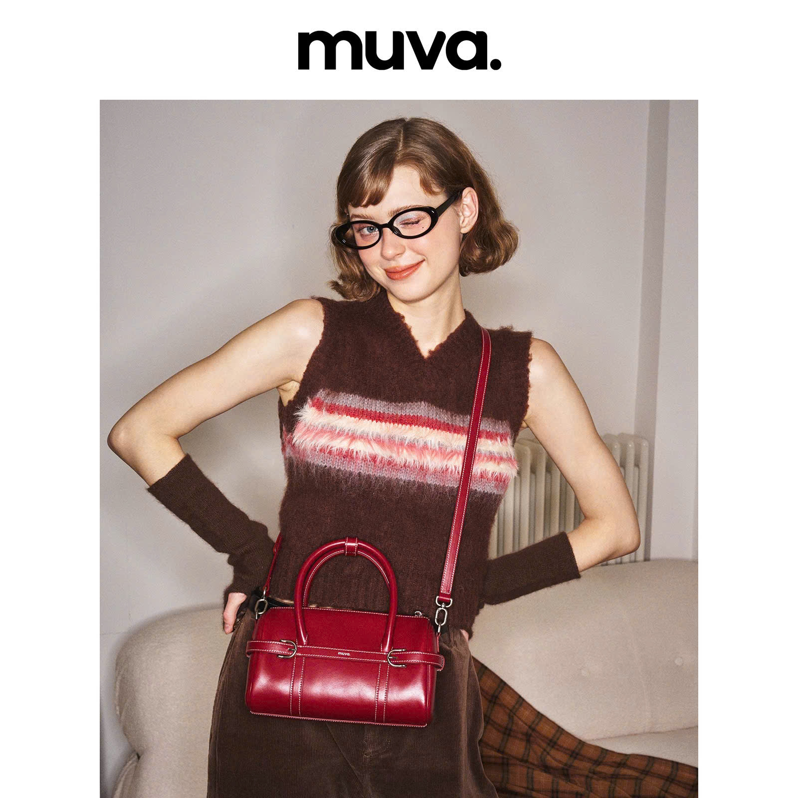 E149 TÚI DA ĐỎ ĐEO CHÉO MUVA - SALE 0804