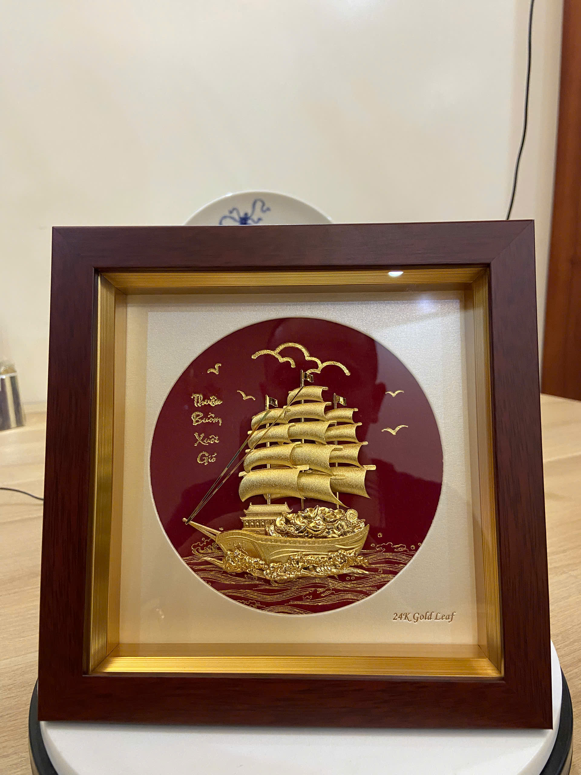Tranh thuyền thuận buồm xuôi gió mạ vàng 24k kích thước 20 x 20 cm_thumbnail_2