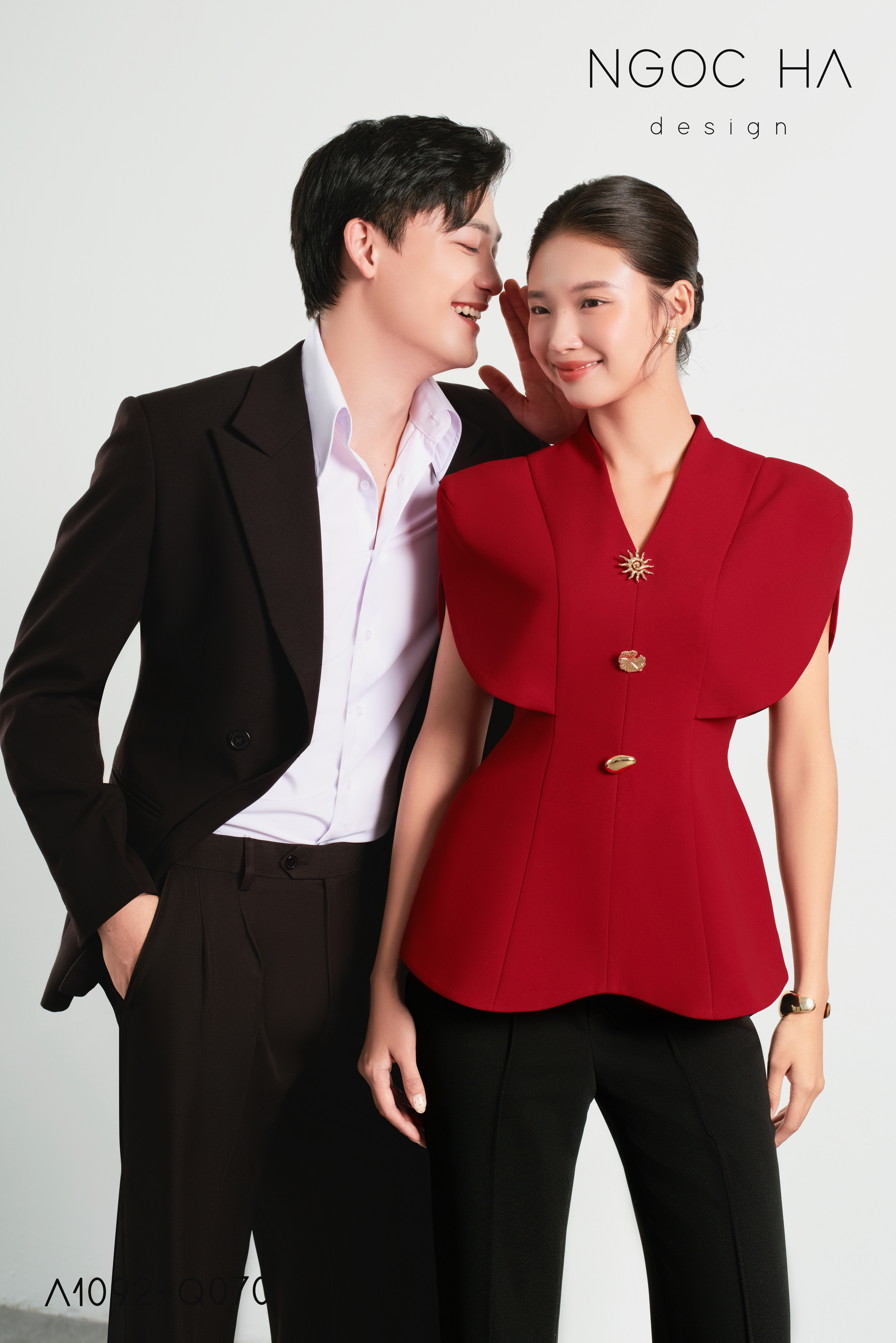 Estra Top_ Áo Peplum Vai Choàng Màu Đỏ A1092