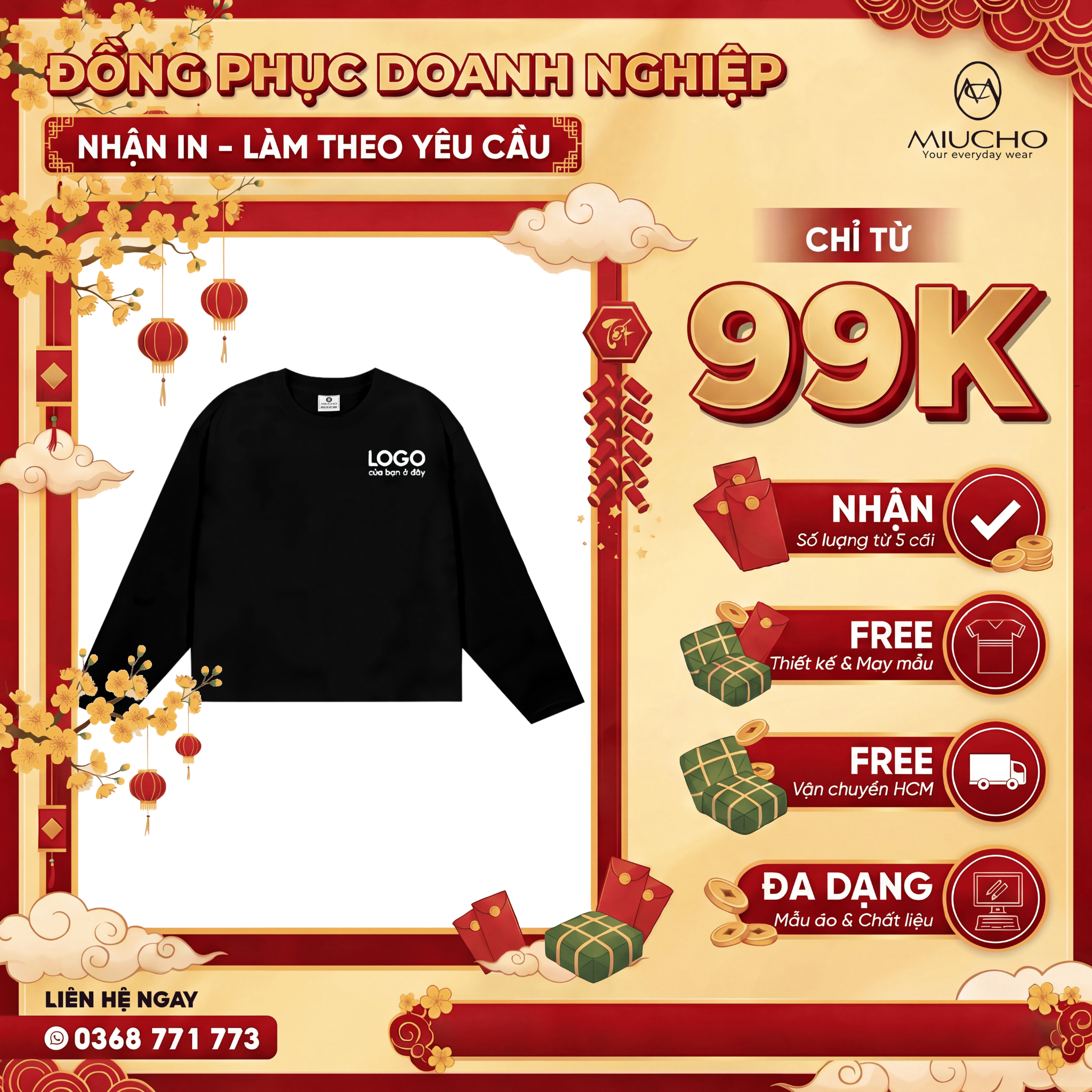 Áo thun nữ tay dài form boxy Miucho cotton 2 chiều thoáng mát kiểu Hàn Quốc local brand AT00053