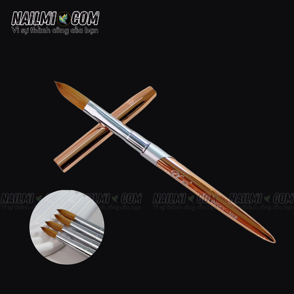 Cọ đắp bột - acrylic nail brush - số 18 - DC Nail Kolinsky - cán kim loại_thumbnail_2