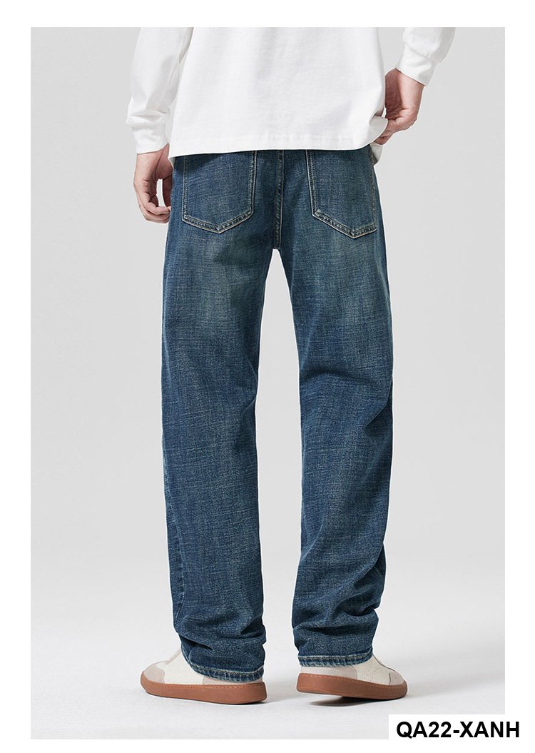 Quần jean thẳng ống rộng co giãn cho nam2025Phong cách mùa thu mới của Mỹ cổ điển râu mèo và quần tắm ngựa_thumbnail_4