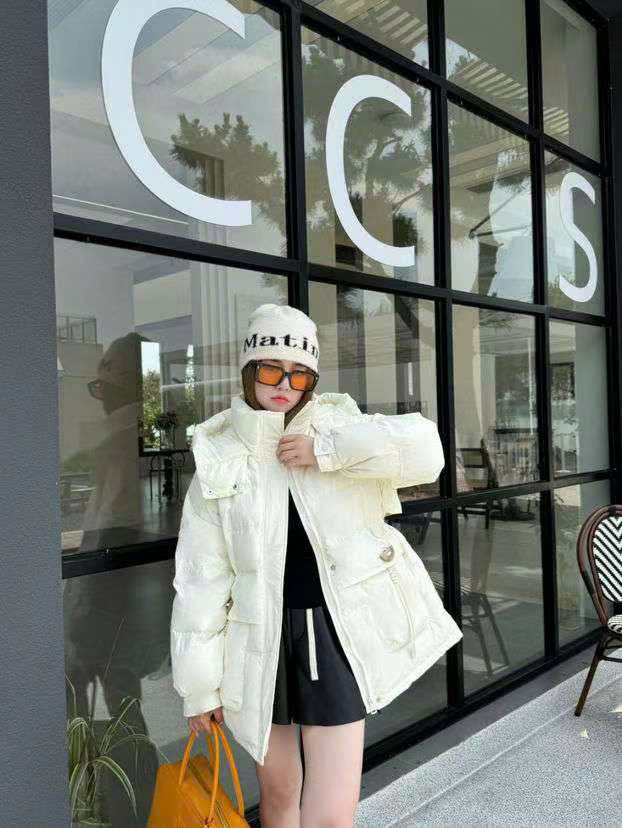 Áo phao rút eo Trắng - V48