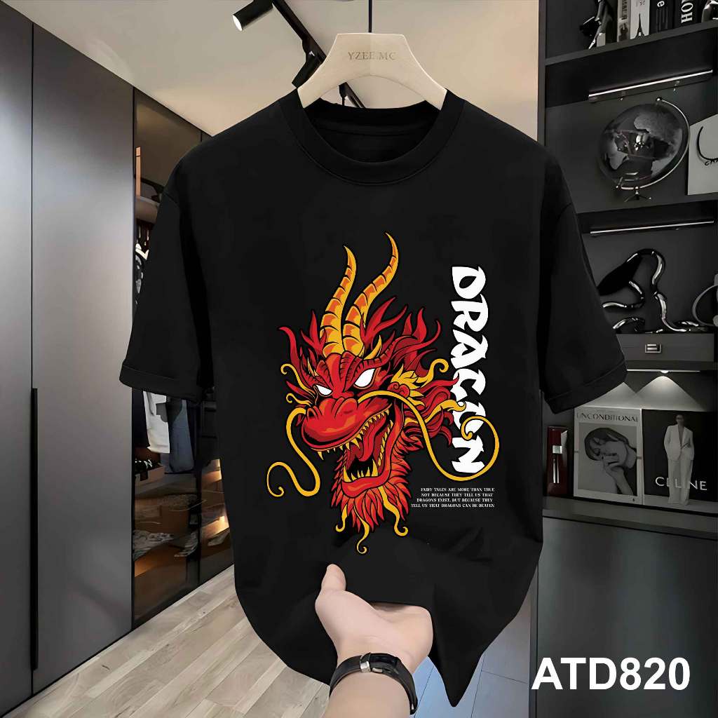 Áo phông nam form rộng tay ngắn tay ngắn ATD820 Miucho Iconic cotton cổ tròn in mix_thumbnail_1