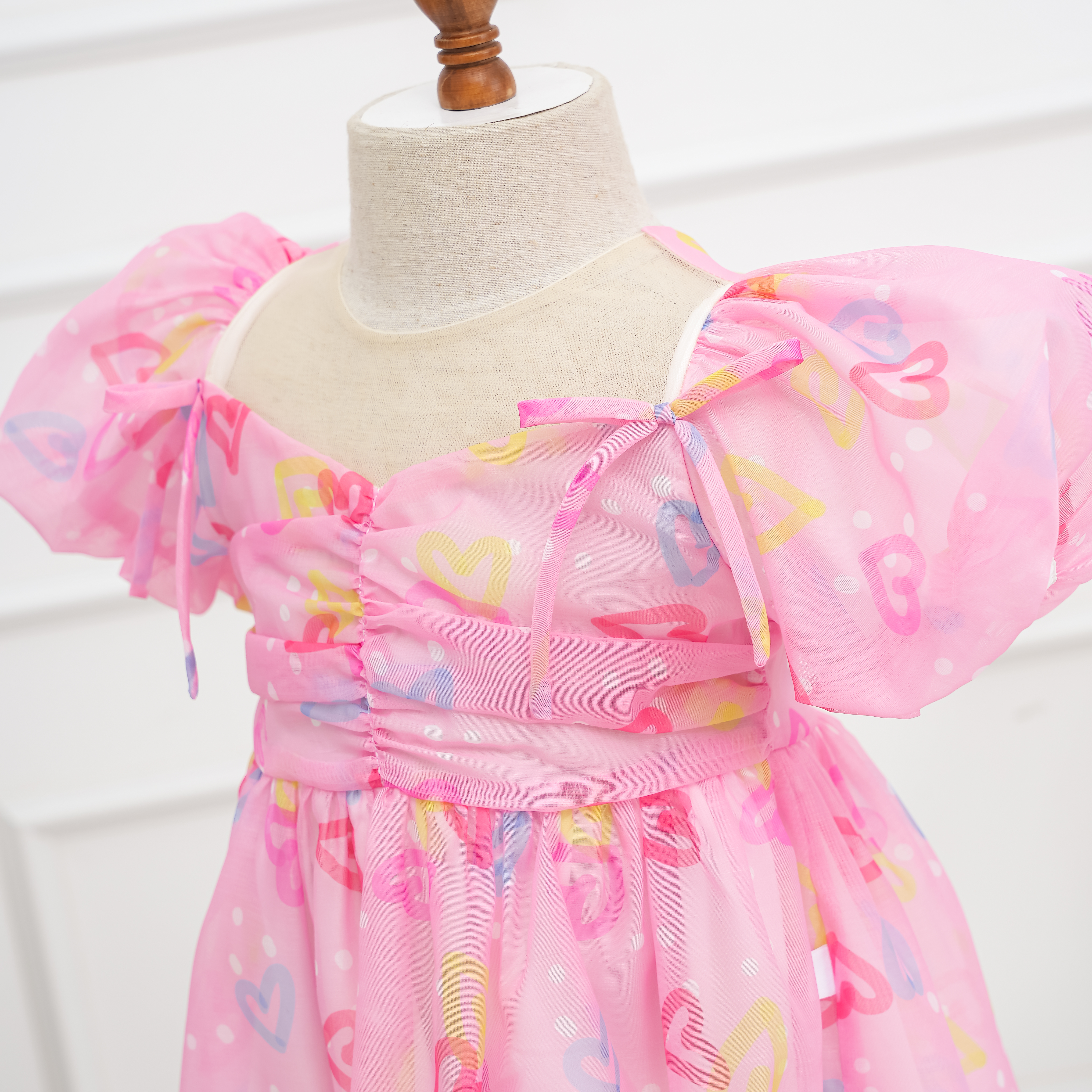 Váy voan họa tiết ngực nhún phối nơ vai_thumbnail_2