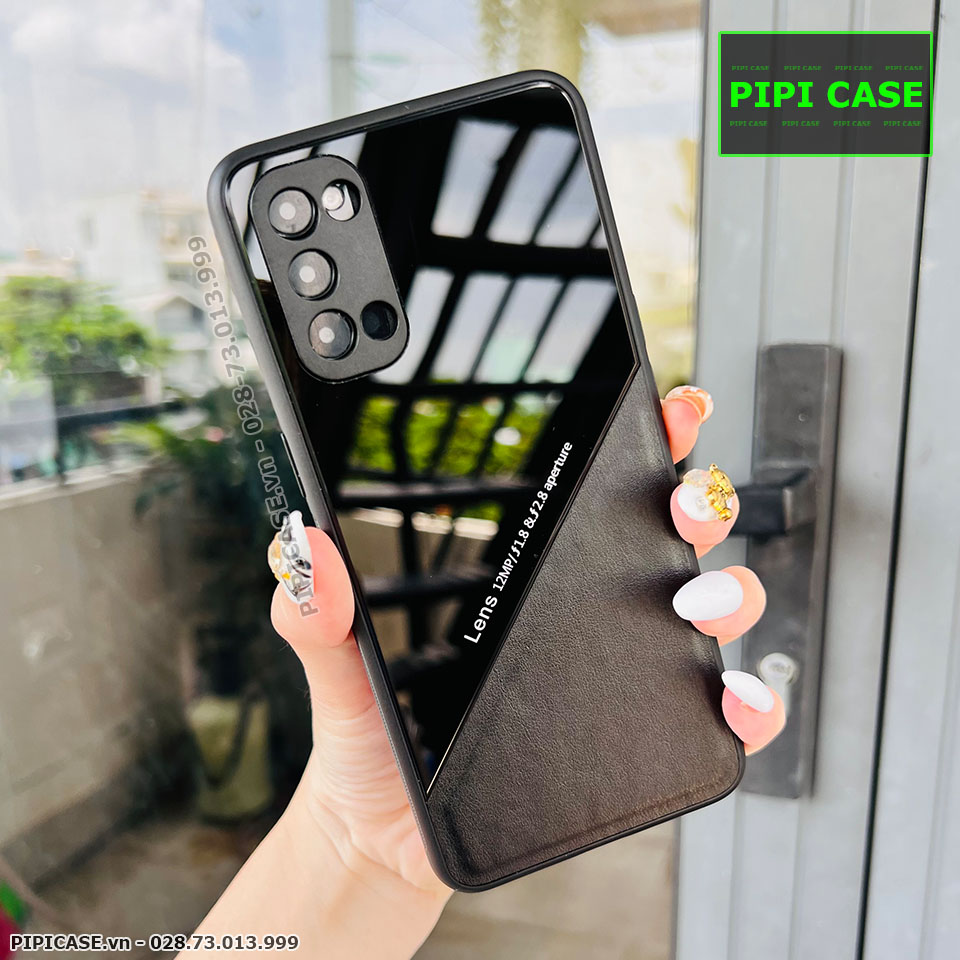 Ốp Lưng Oppo Reno 4 - Lens Da - Đen
