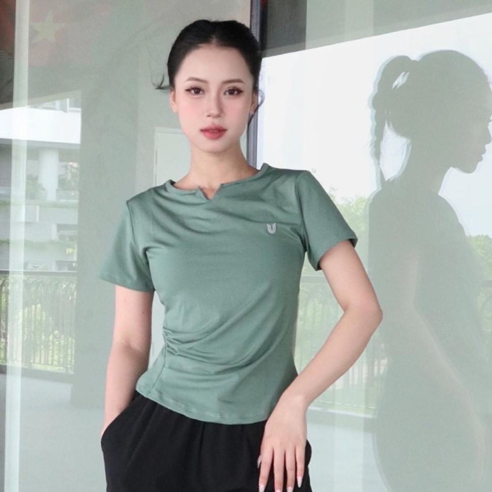 Áo tập gym yoga nữ Slimfit Tee cổ V ngắn tay_thumbnail_2