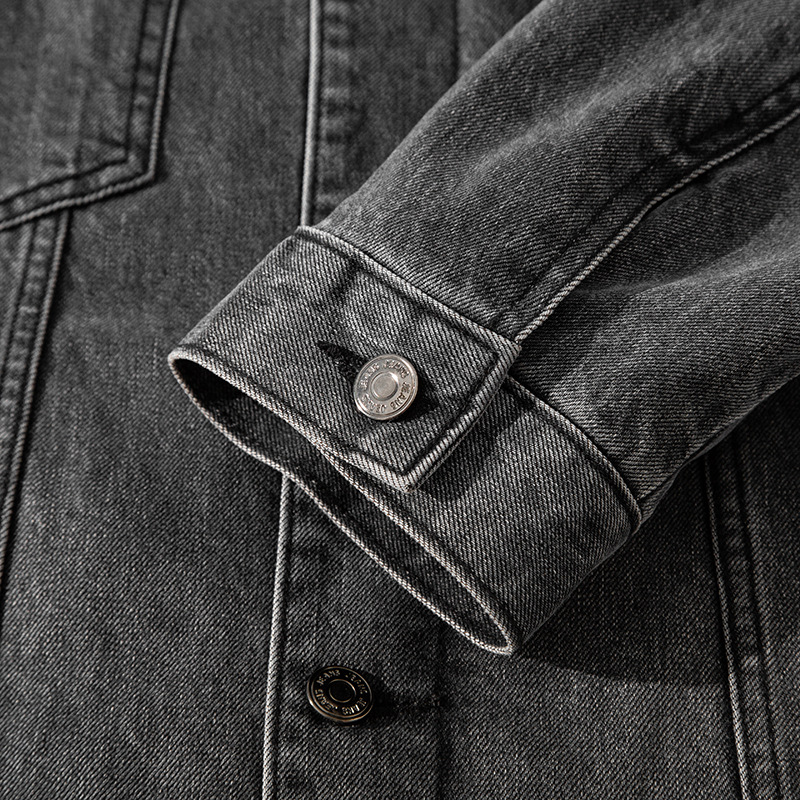 mùa đôngchicÁo khoác denim len cừu nam Mỹ hợp thời trang dáng ôm cộng với dày nhung đa năng đẹp trai áo khoác cotton áo khoác_thumbnail_5