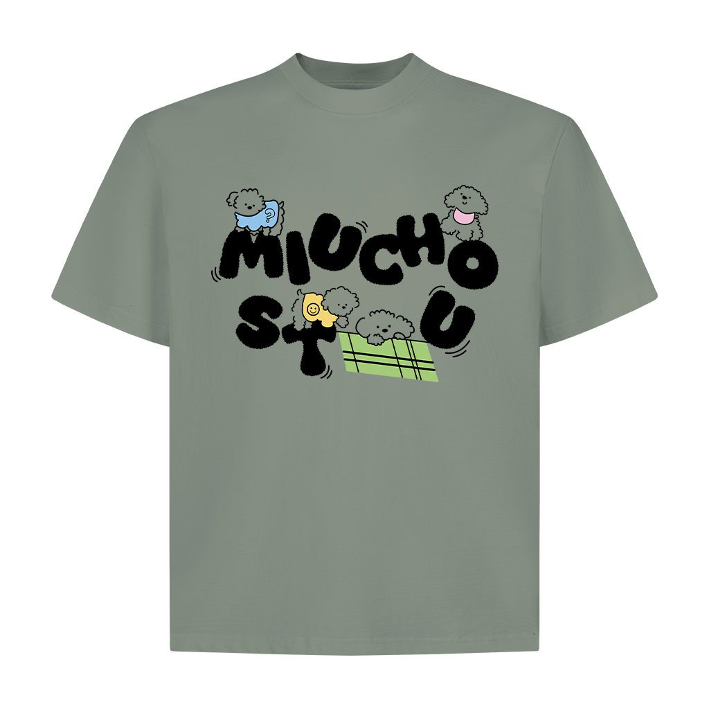 Áo thun form boxy cún yêu cute 2624 Miucho vải cotton thoáng mát dễ phối đi chơi đi học