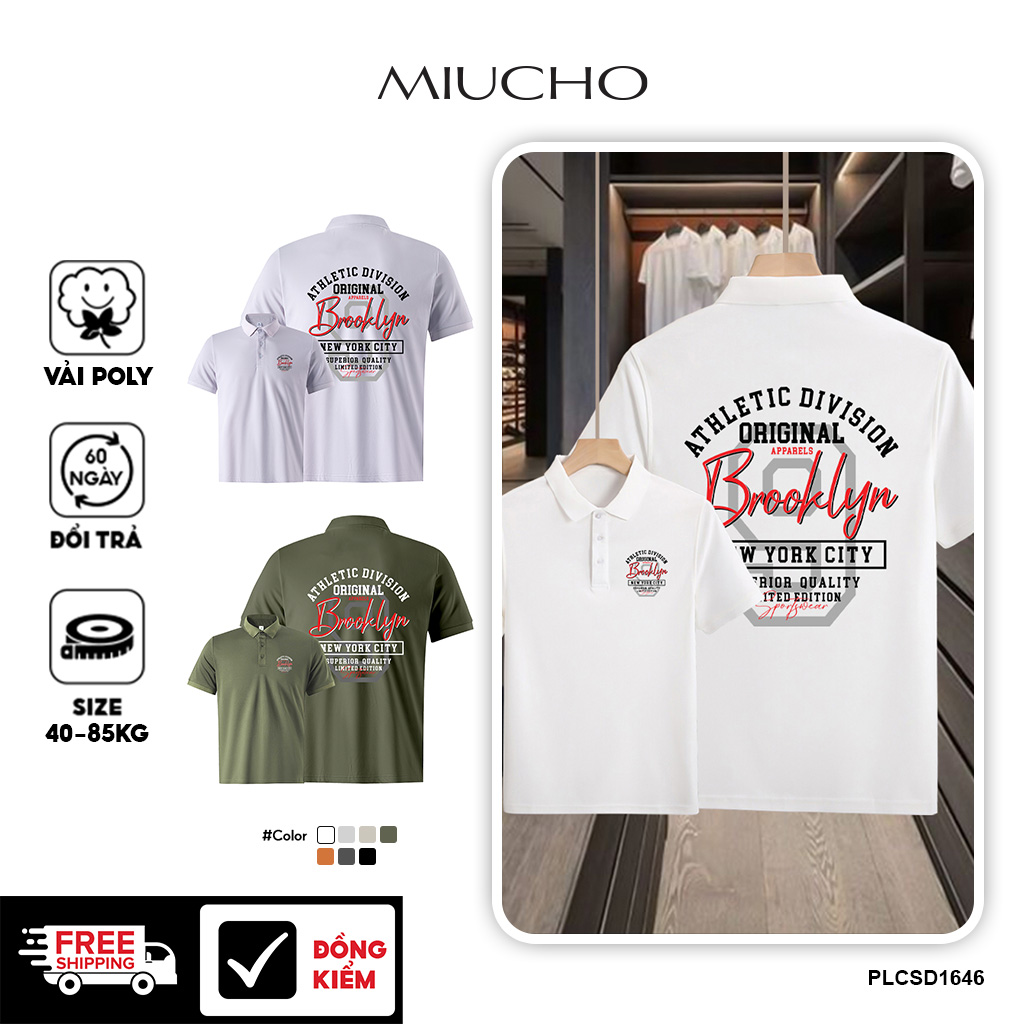 Áo polo nam form vừa vải cá sấu đứng form PLCSD1646 Miucho Iconic in typography