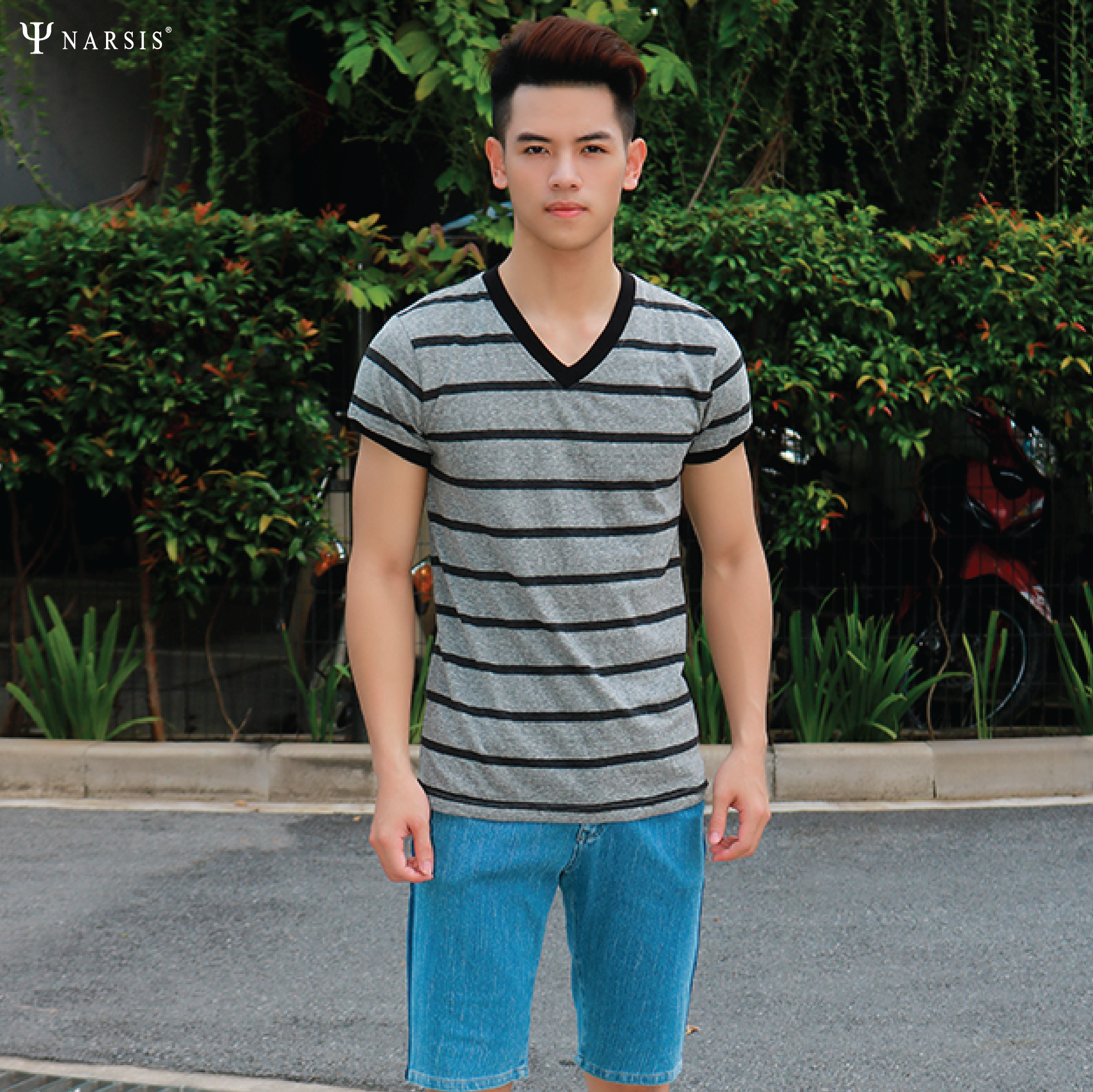 ÁO PHÔNG NAM CỔ TIM - D4039 NARSIS CHẤT LIỆU THOÁNG MÁT, DỄ CHỊU, THOẢI MÁI CẢ NGÀY, DỄ VẬN ĐỘNG_thumbnail_2