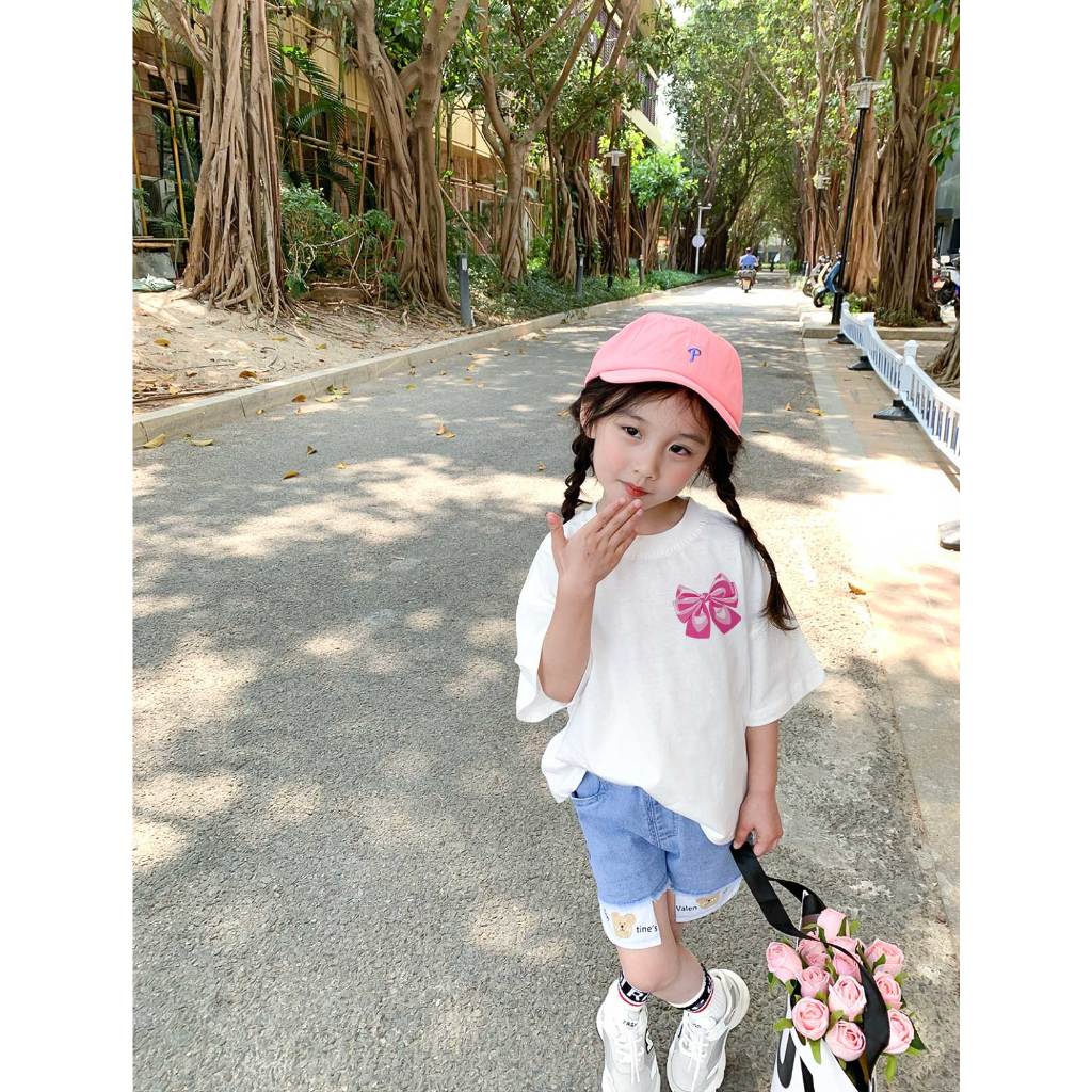 Áo thun cho bé gái form rộng thoáng mát AED1102 Miucho Kid tay ngắn cổ tròn in mix_thumbnail_3