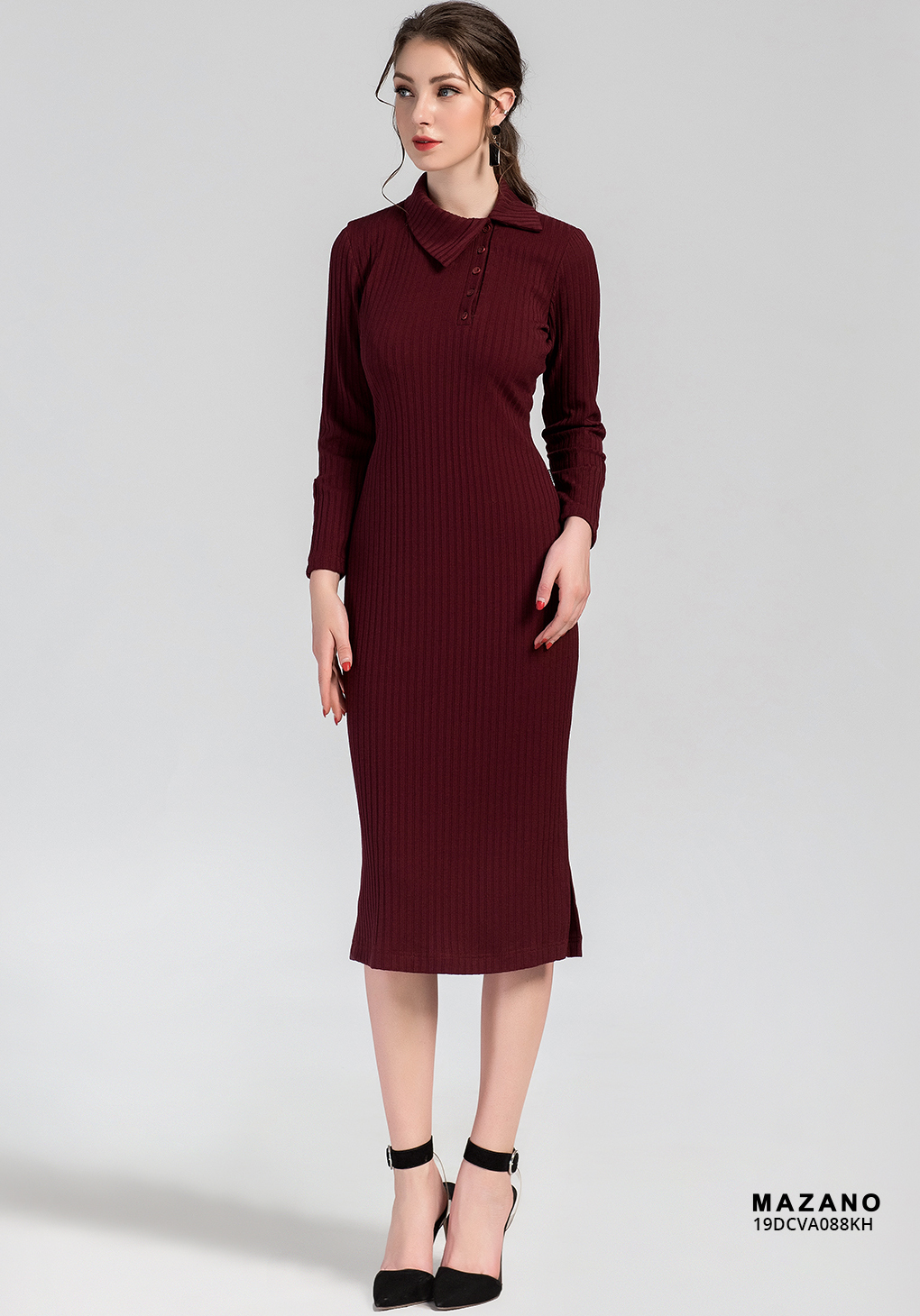 Đầm ôm đỏ cổ cách điệu cúc lệch_thumbnail_2