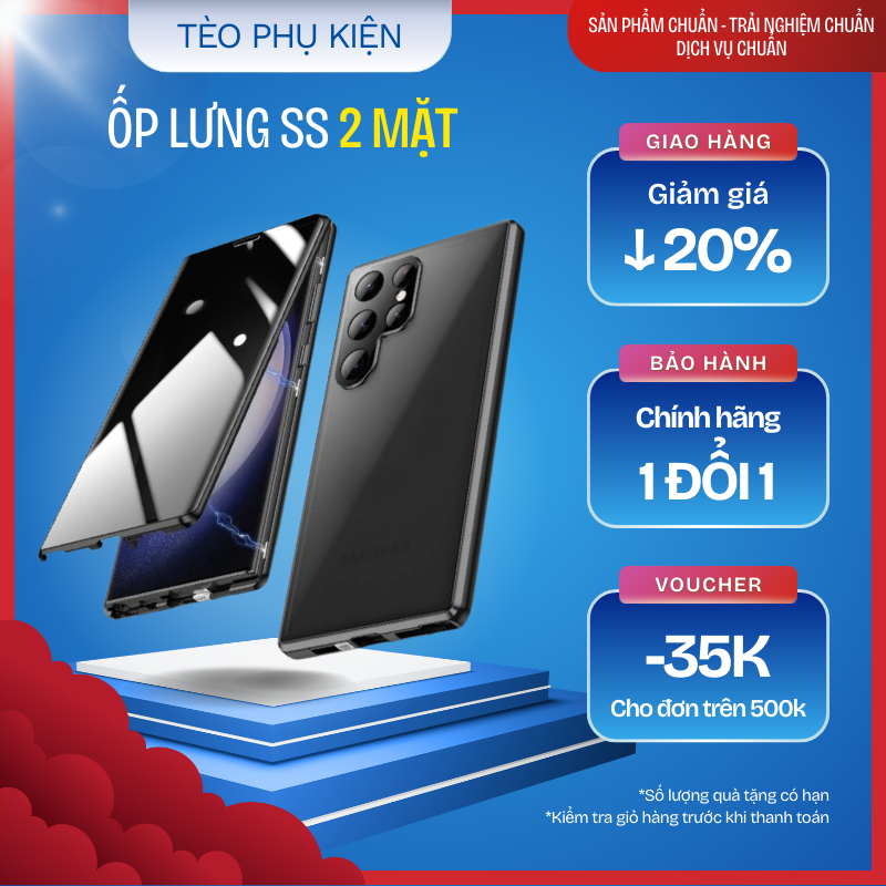 ỐP LƯNG ĐIỆN THOẠI 2 MẶT SAMSUNG GALAXY S LÀM BẰNG KIM LOẠI CÓ KÍNH CƯỜNG LỰC CHỐNG NHÌN TRỘM