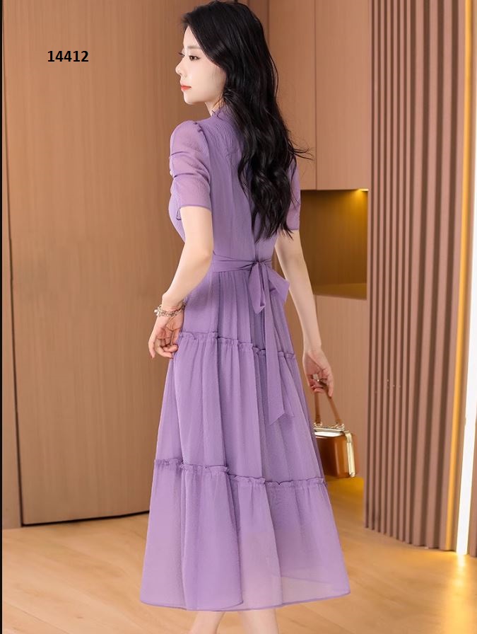 14412-Đầm xòe tím phối bèo tầng gắn hoa ngực (voan,lót) _thumbnail_0