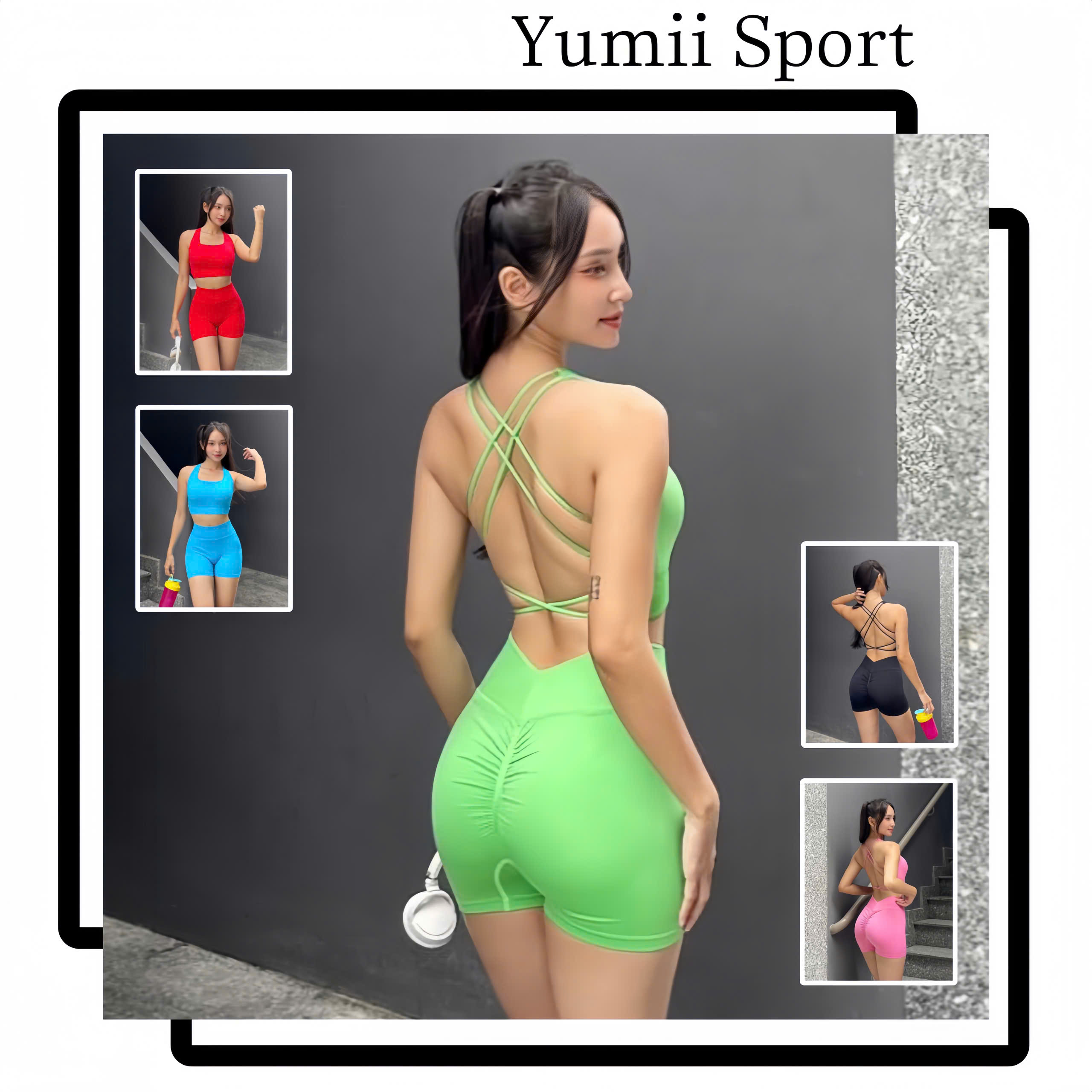 Bộ Quần Áo Thể Thao Tập Gym Yoga Nữ Dáng Đùi Bra 2 Dây Chéo Hack Dáng_thumbnail_2