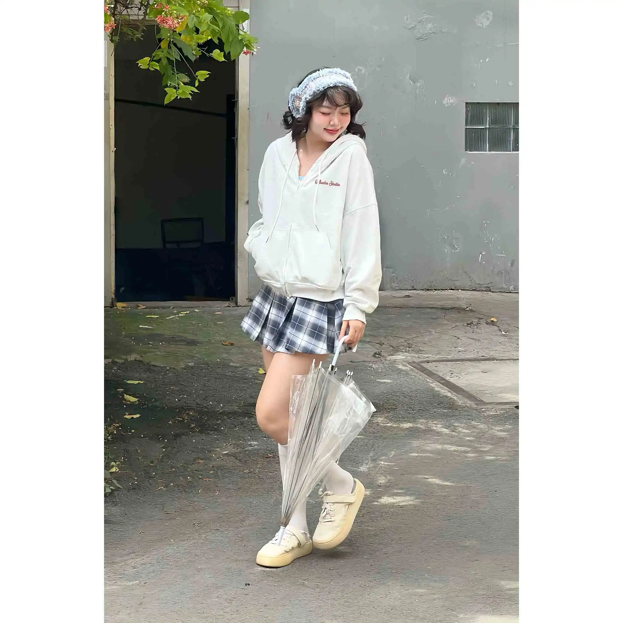 Áo khoác hoodie zip boxy unisex Miucho nỉ 2 da thoáng mát dày dặn basic in typography 2840_thumbnail_7