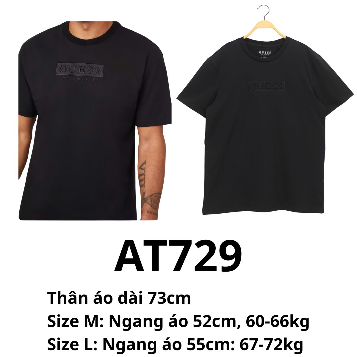 AT729 Áo thun nam đen- gớt