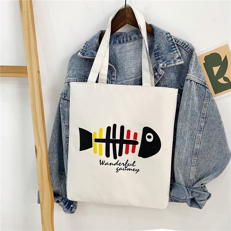 Túi tote phong cách Hàn Quốc in hình - Túi vải canvas có túi phụ kích thước 33x37cm đựng vừa A4 và laptop - TOTE07_thumbnail_9