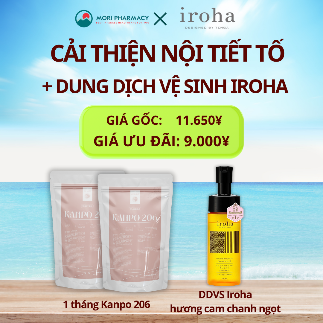 Combo cải thiện nội tiết + dưỡng cô bé (1 tháng kanpo 206 + DDVS Iroha vàng)