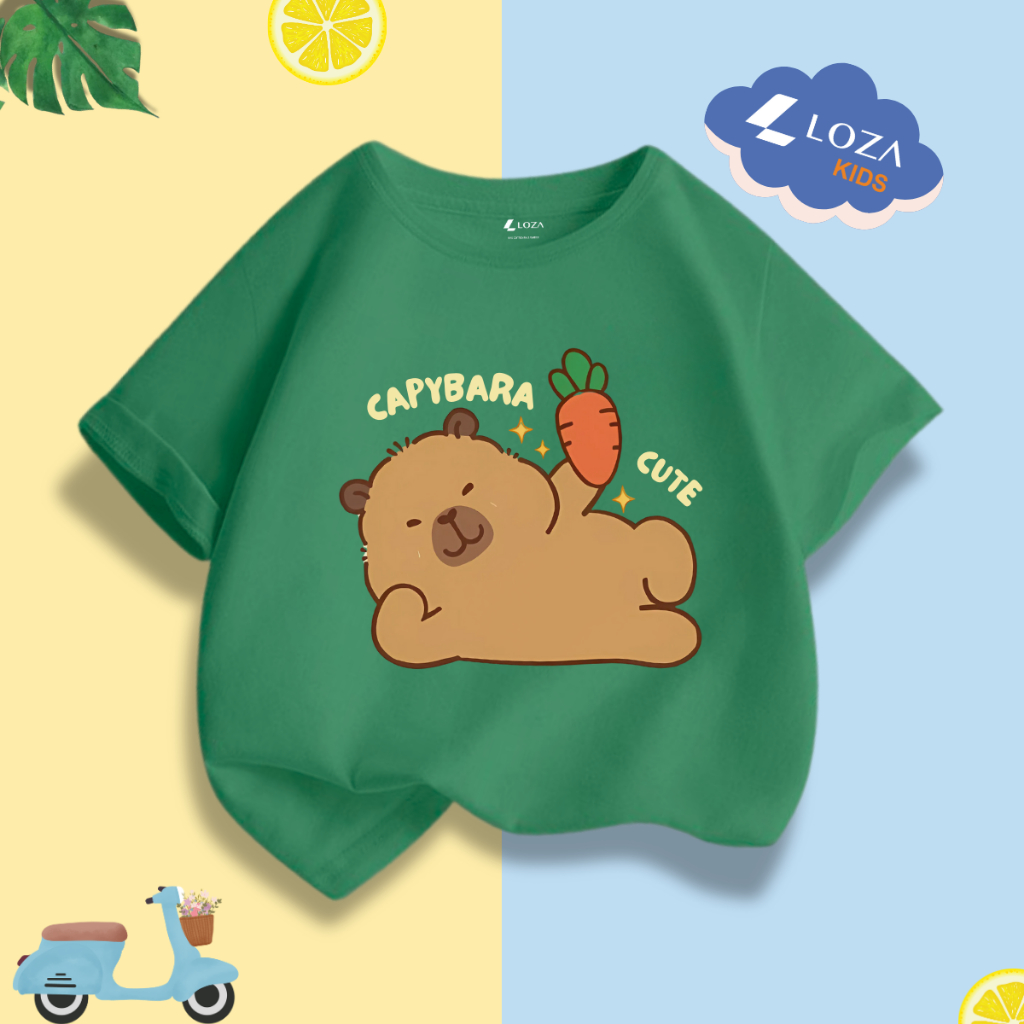Áo thun bé trai in hình Capybara nhiều mẫu - Loza Kids CA006